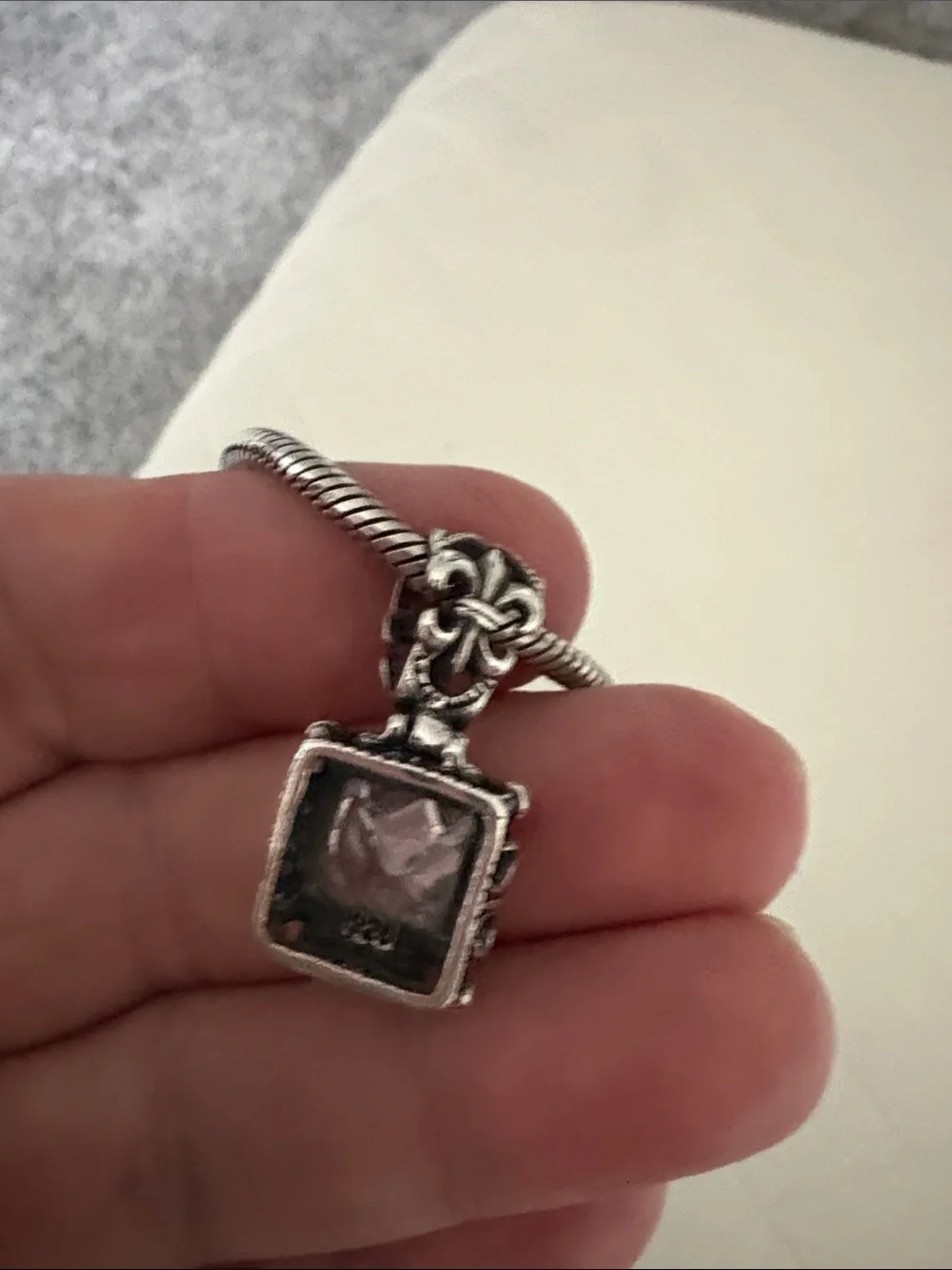 Silpada Sterling Silver Snake Chain Necklace with Square Cubic  Zirconia Pendant